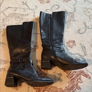 Black Leather Knee-High Boots